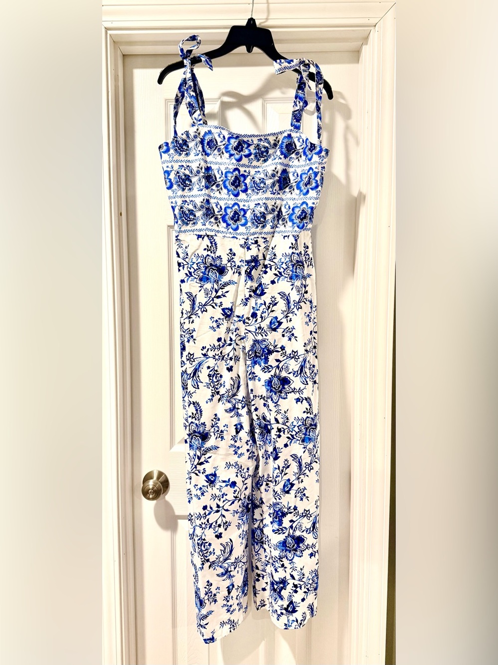 Francesca’s Doris Blue Floral Jumpsuit